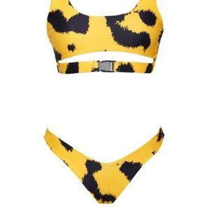 Wild Thoughts Yellow One Piece Swimsuit w/ Buckle